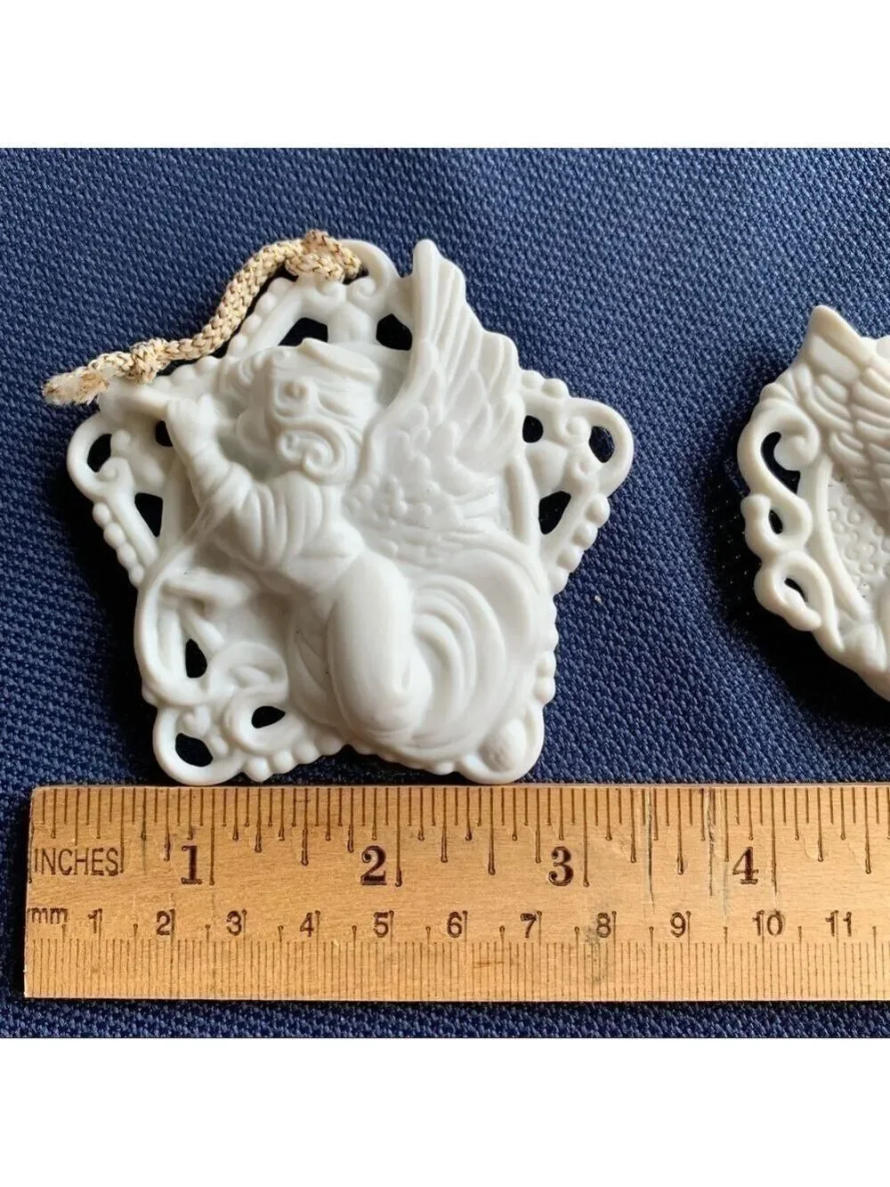 PRECIOUS MOMENTS 3-D vintage angel ornaments set/3